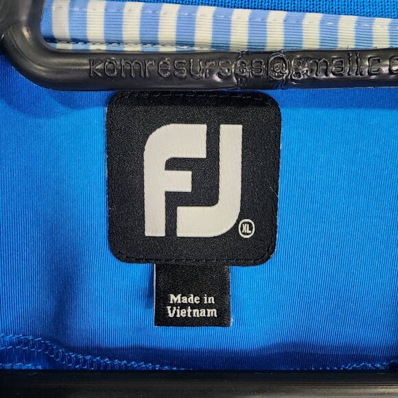 Mens Blue FootJoy Golf Polo Shirt Short Sleeve Polyester Stretch Size XL - Picture 4 of 9